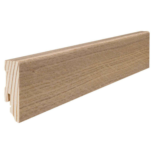 Stecksockelleiste Massivholzkern 16x58mm Kubus 2,2m furniert geölt Eiche puroweiß