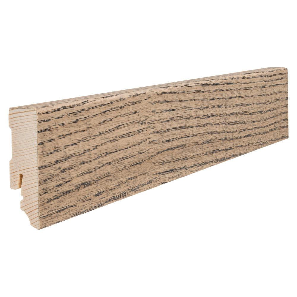 Stecksockelleiste Massivholzkern 16x58mm Kubus 2,2m furniert geölt Eiche tabakgrau