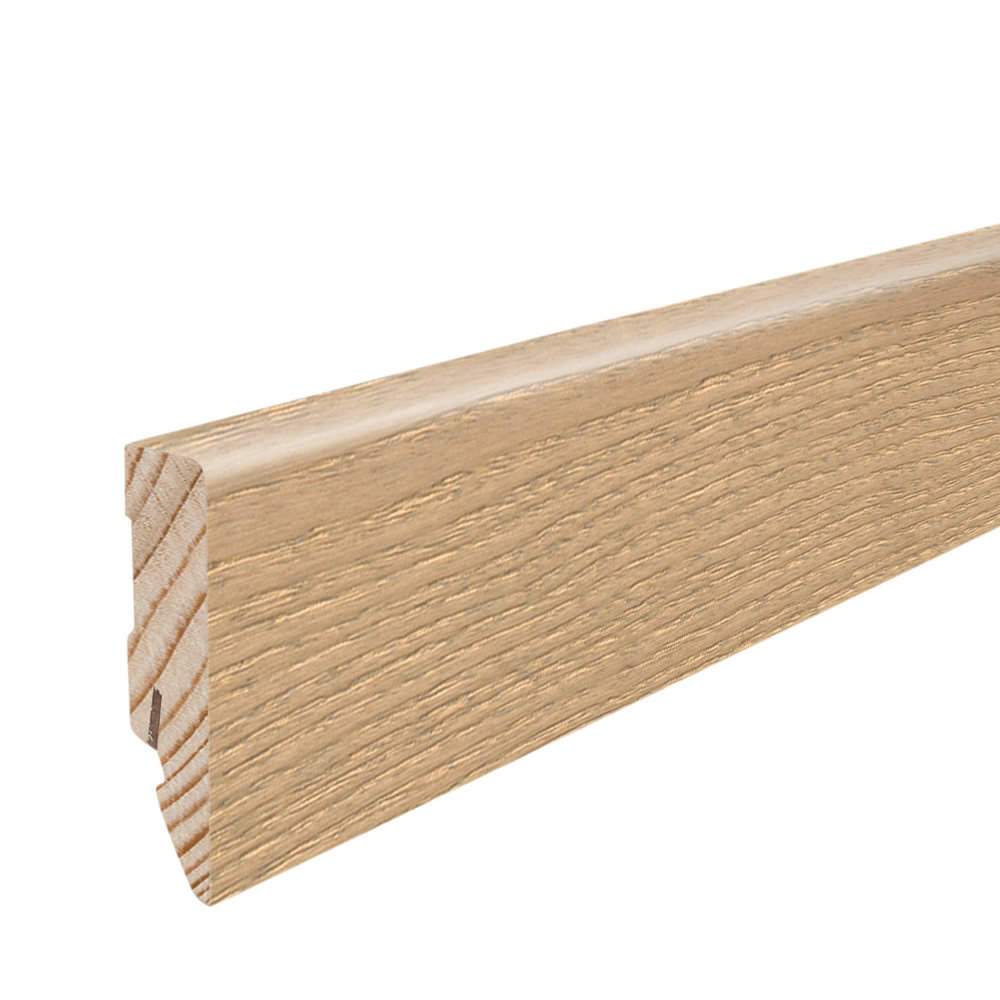 Stecksockelleiste Massivholzkern 16x58mm Kubus 2,2m furniert geölt Esche pastellcreme