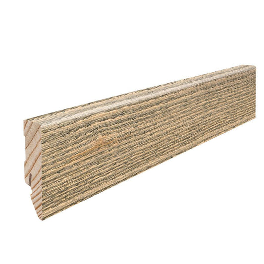 Stecksockelleiste Massivholzkern 16x58mm Kubus 2,2m furniert geölt Esche tabakgrau
