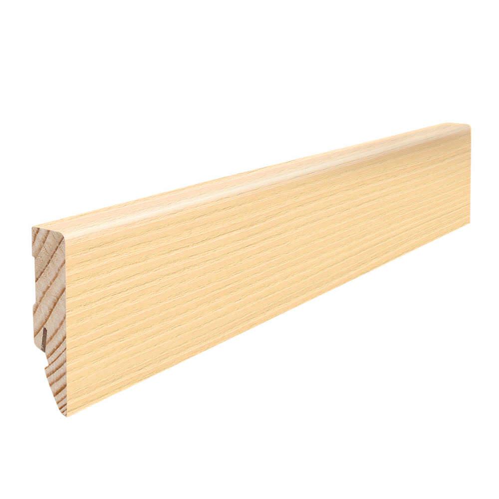 Stecksockelleiste Massivholzkern 16x58mm Kubus 2,2m furniert geölt Tanne lichtweiß