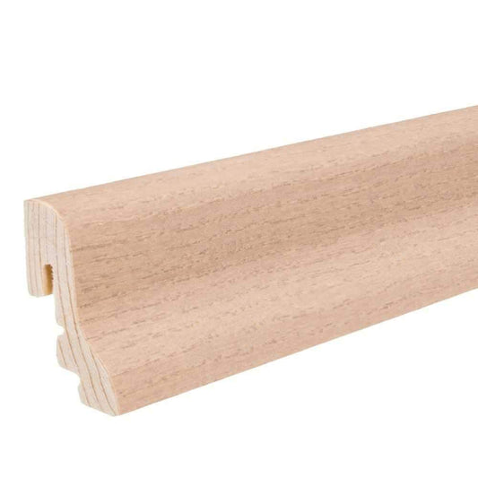 Stecksockelleiste Massivholzkern 19x39mm geschwungen 2,5m furniert geölt Eiche puroweiß