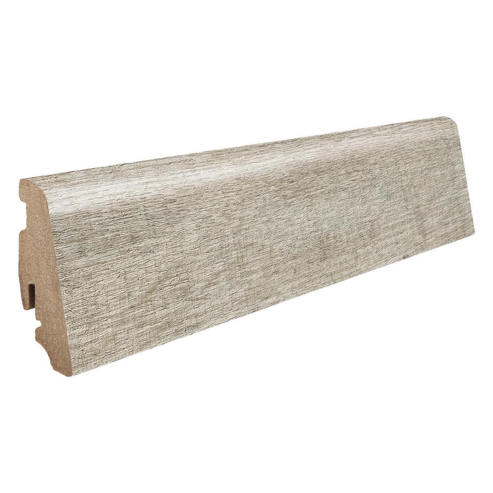 Stecksockelleiste Massivholzkern 19x58mm 2,2m foliert wasserresistent Eiche Cardiff weiß*