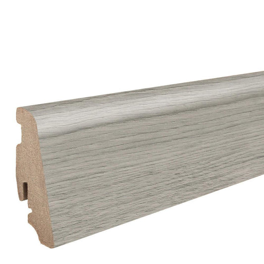 Stecksockelleiste Massivholzkern 19x58mm 2,2m foliert wasserresistent Eiche Sheffield grau*