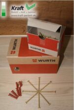 Schrauben + Dübel, 50Stück von Würth für Sockelleisten, 3,5x50mm, 3 Farben möglich